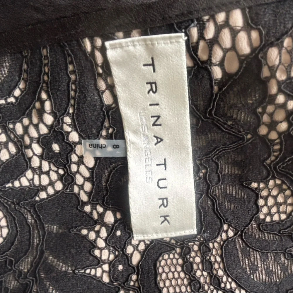 Trina Turk Black Lace Trench Coat - Picture 5 of 7
